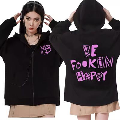 Rock sångare Yungblud Be Fookin Happy Dragkedja Huvtröjor Herrkläder Hipster Överdimensionerad Dragkedja Estetisk Tröja Mysig Jacka Rock