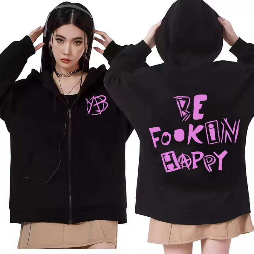 

Rock Singer Yungblud Be Fookin Happy Zipper Hoodies Mens Clothes Hipster Oversized Zip Up Aesthetic Sweatshirt Cozy Jacket Coat L чорний