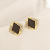 Elegant Black Square Crystal Stud Earrings for Women