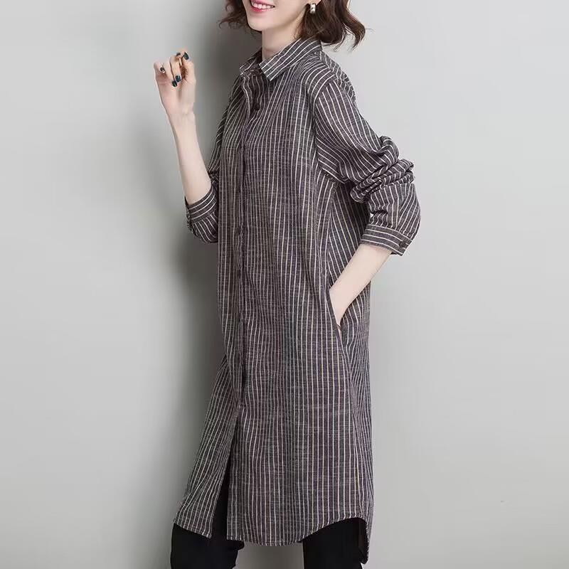 2024 Spring/Fall Women's Loose Striped Cardigan - Korean Design Long Sleeve Jacket