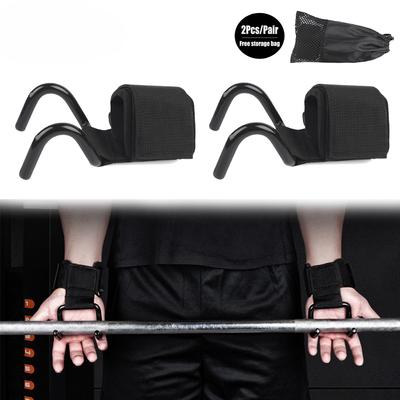 2Pcs Weight Lifting Hook Grips with Wrist Wraps Hand-Bar Wrist Strap Gym Fitness Hook Weight Strap Pull-Ups Power Lifting Gloves