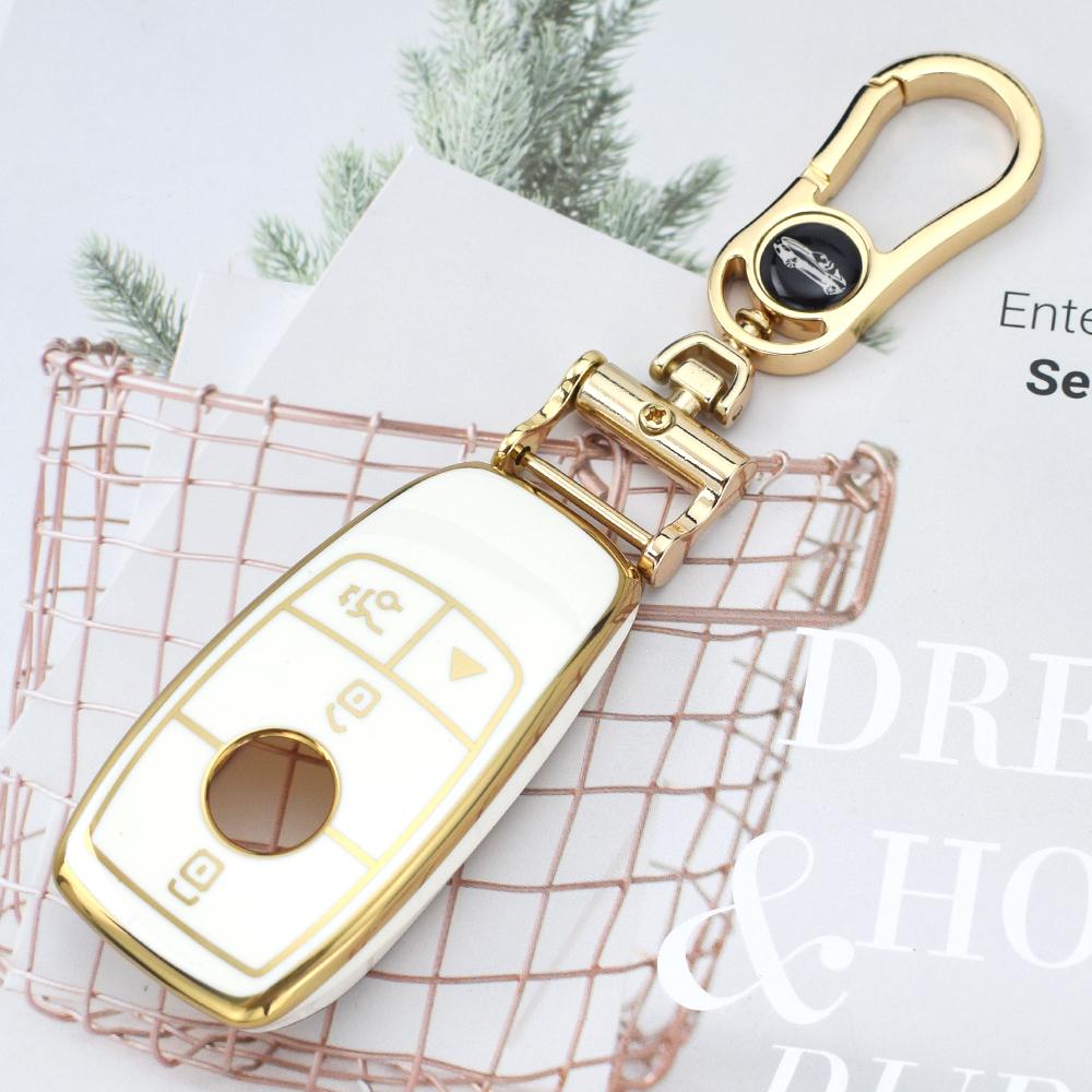 4 Buttons TPU Car Key Case Cover For Mercedes Benz E Class GLC CLE CLA GLB GLS W177 W205 W213 W222 X167 AMG E200 E260 Key Ring