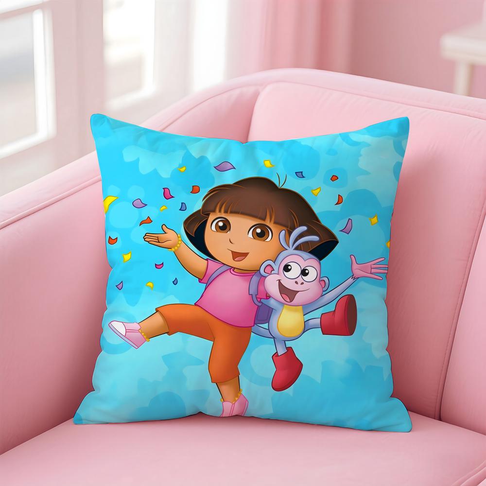 Anime Cute D-Dora the E-Explorer Cushion Cover Comfortable Reversible Pillow Cover Ideal for Car Sofa Bedroom & Beyond