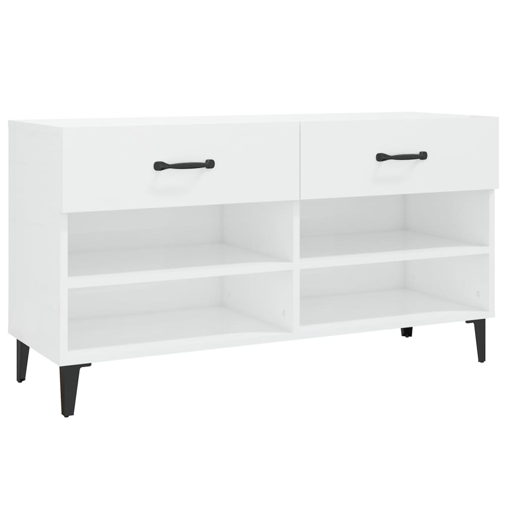 Vidaxl Szafka Na Buty, Wysoki Połysk, Biała, 102X35X55 Cm