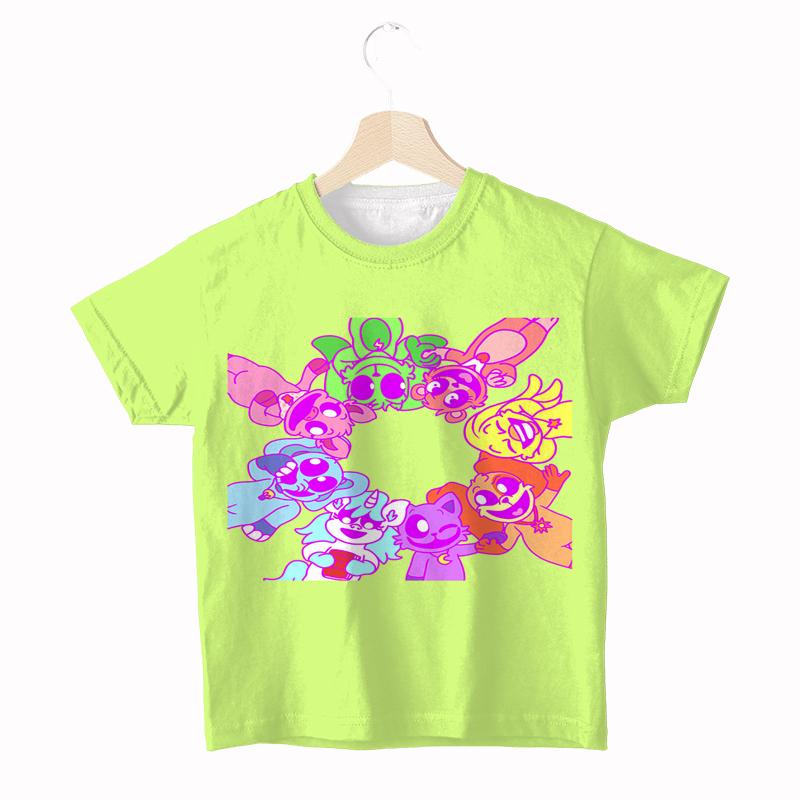 

Дитячі футболки Smiling Critter Catnap Dogday для малюків хлопчиків дівчаток аніме з коротким рукавом дитячі ігрові футболки мультяжний вуличний одяг 120 кислота зелений колір