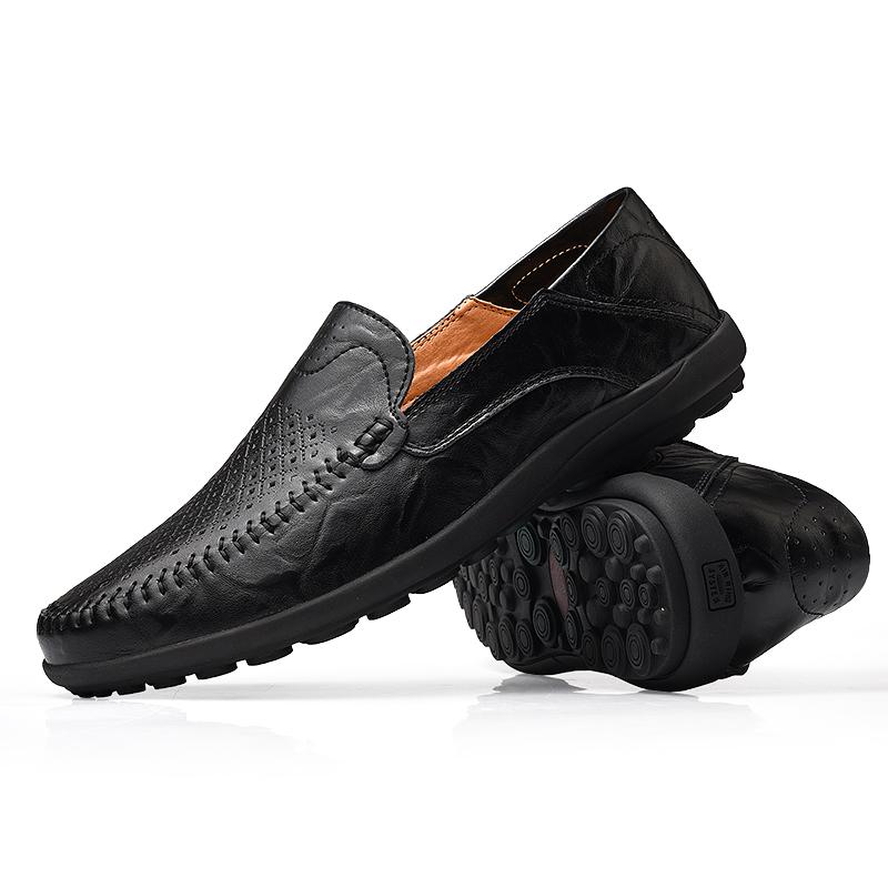 Модные повседневные мужские мокасины Slip on Formal Men Moccasins Итальянские черные — фото 4