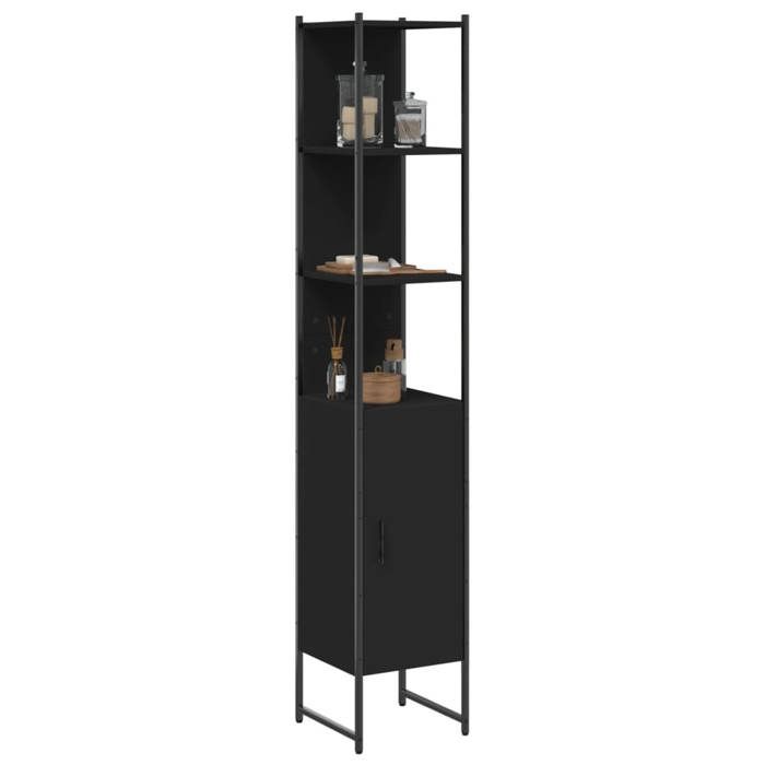 VidaXL Armoire de Salle de Bain, Colonne de Toilette, Placard de Rangement, Meuble de Bain Maison Intérieur, Moderne, Noir 842471