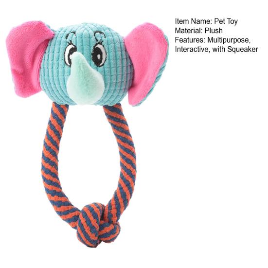 Dog Plush Animal Toy Squeaky Puppy Head Chew Elephant Monkey Toy Interactive Rope Knot Teething Toy