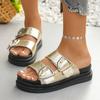 Slippers women's summer wear flat bottom one-word drag retro small sandals beach thick-soled slippers