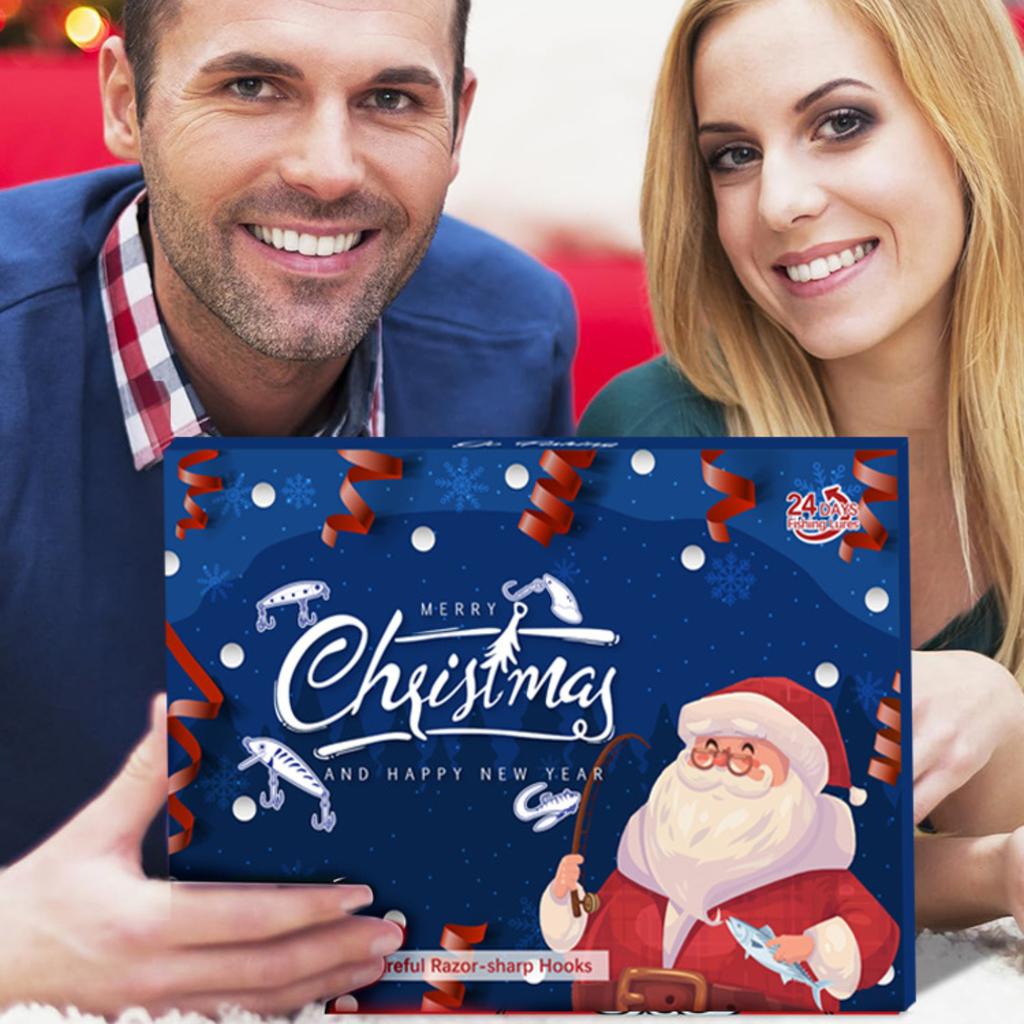 Merry Christmas Advent Calendar Fishing Christmas Countdown, Fishing Tackle Advent Calendar For Fish Adult Men Teen Boys 24-Day Countdown 24pcs