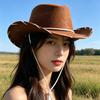 Western Cowboyhüte mit verstellbarem Band Braune Farbe Verstellbare Passform Strapazierfähiges Material für Outdoor-Themenpartys