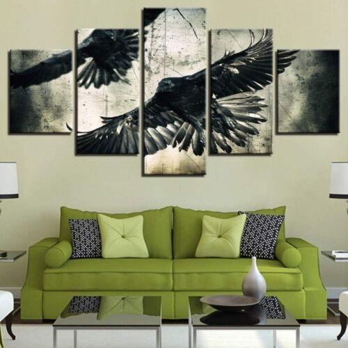 

5 шт., черные птицы, холст, картины, HD печать, искусство, без рамки, домашний декор, 5 шт., фотографии, настенный постер, декор комнаты, современный абстрактный