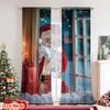 Flat Printing Merry Christmas Popular Window Drapes Santa Claus Outside Fabric Without Curtains Set Of 2 Made Polyester Machine Washable