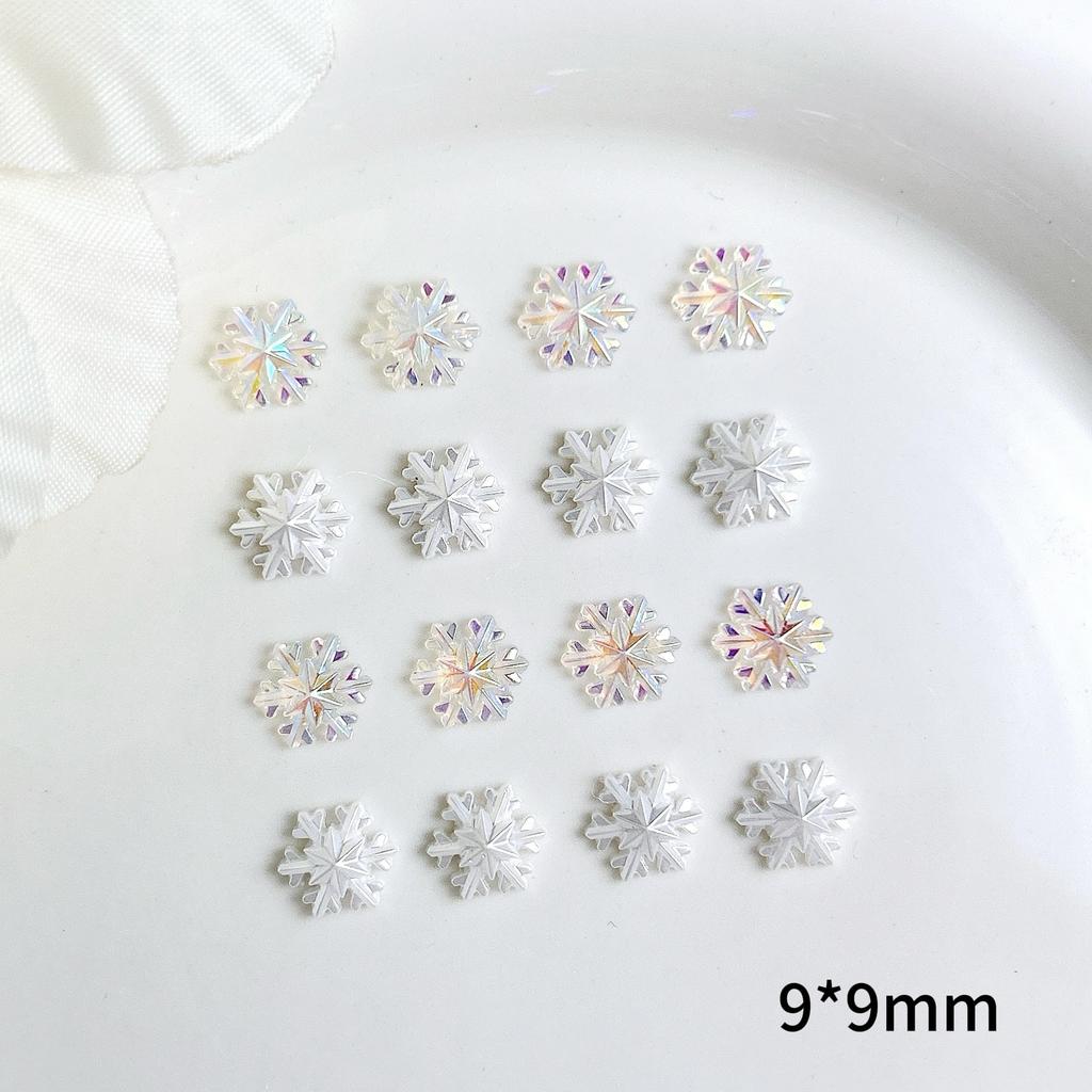 New Snowflake Nail Art Accessories Internet Celebrity Christmas Flat Double Layer White Ice Flower Resin Wearable Nail Decorations