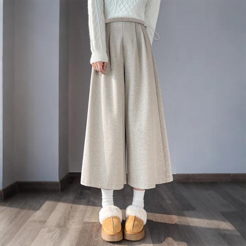 2025 Autumn/Winter Korean Style Maternity Wool Wide-Leg Pants 4XL