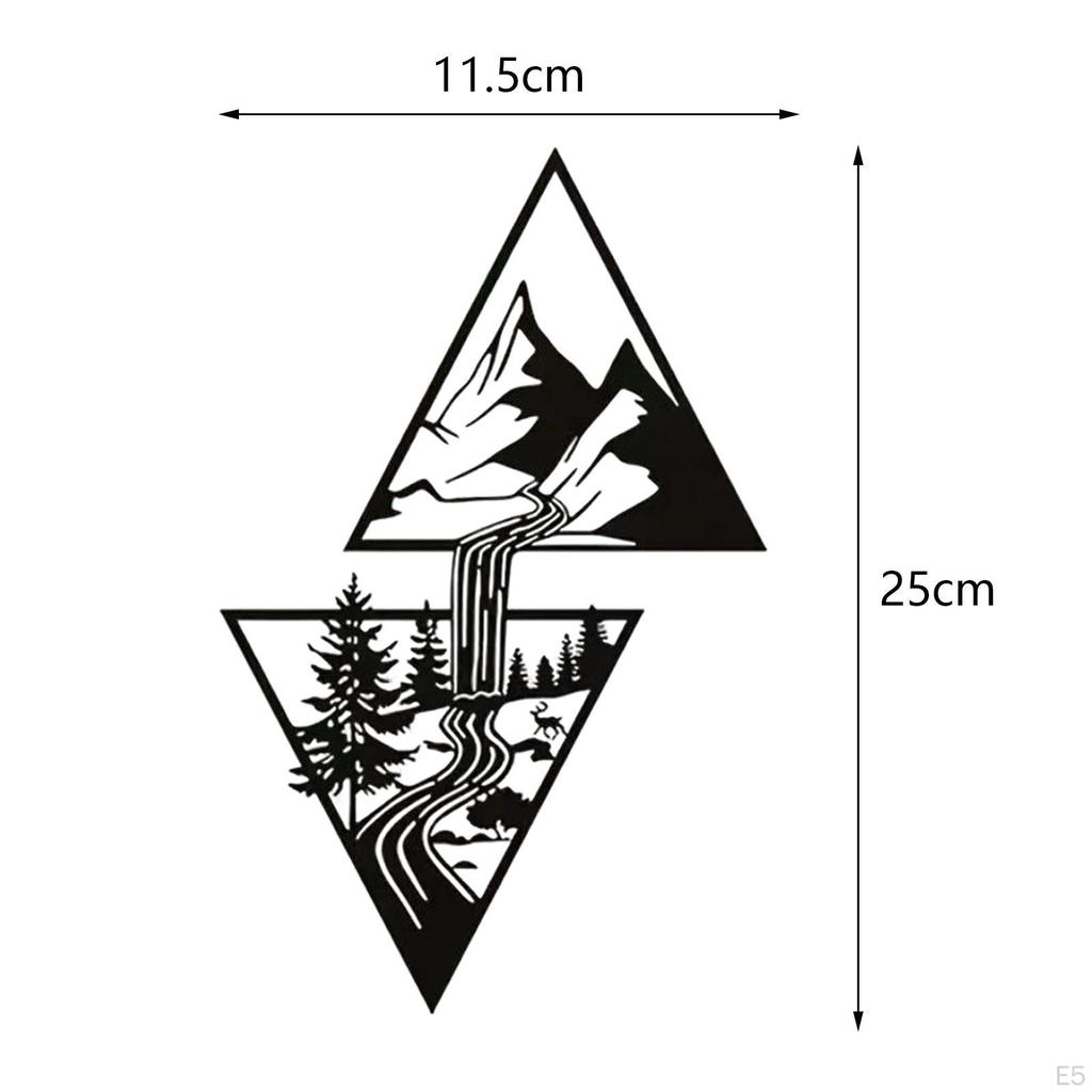Landscape Wall Decor Iron Sign Black 9.8x4.5inch Decorative Hanging Decoration for Housewarming