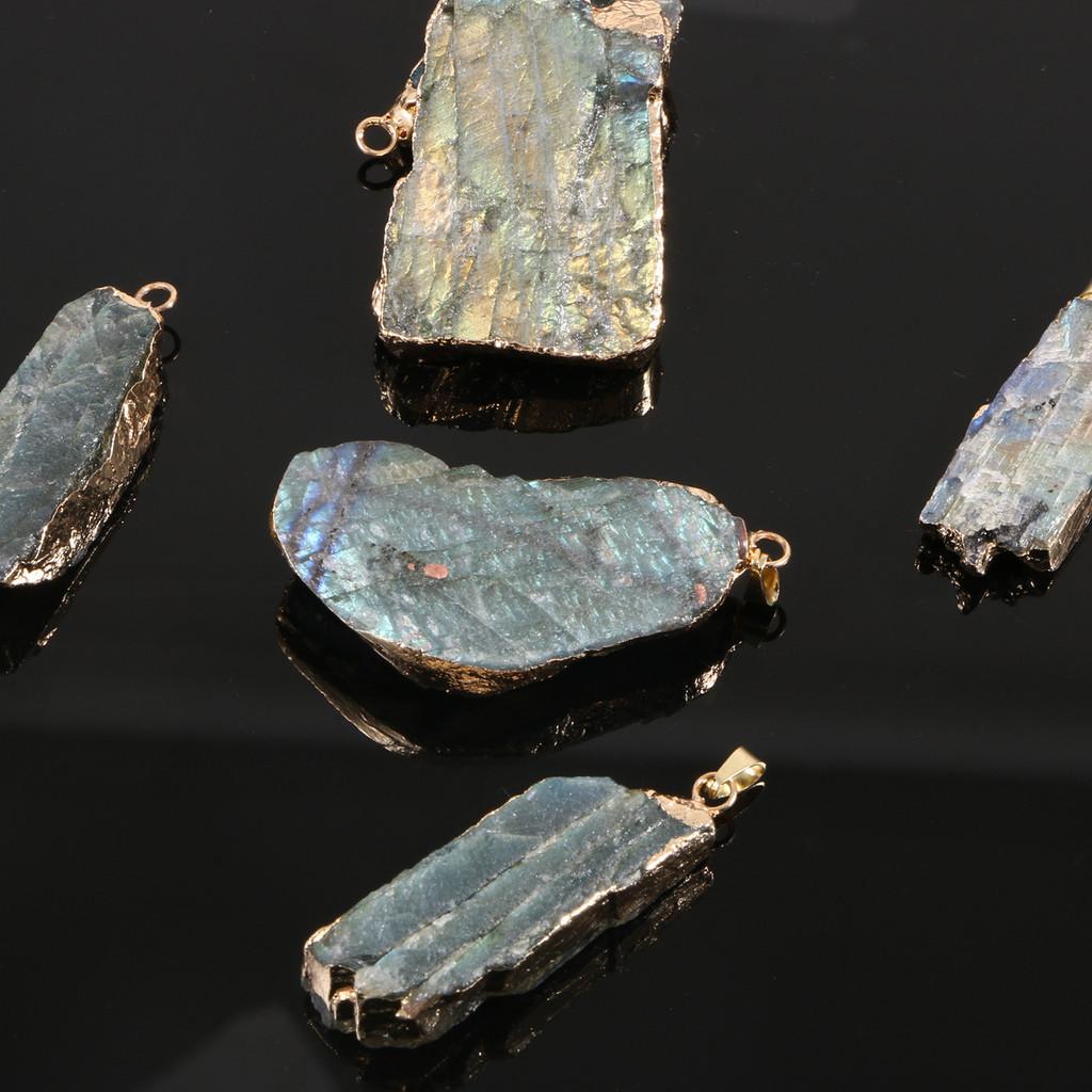 Natural Stone Raw Crystal Pendant With Electroplated Edging For Jewelry Enthusiasts