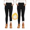 Pants with Pockets Winter Warm Lamb Wool Thick Leggings Velvet High Waist Skinny Elastic Casual Female Pants
