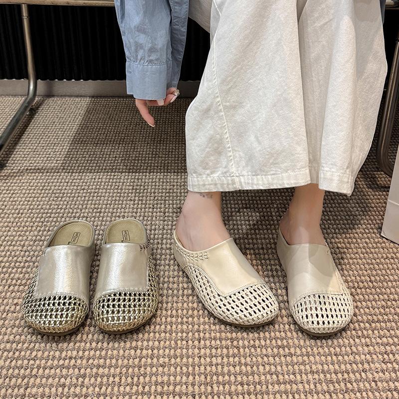 French bag head half slippers women's summer 2025 new versatile lazy one pedal casual skirt Roman shoes