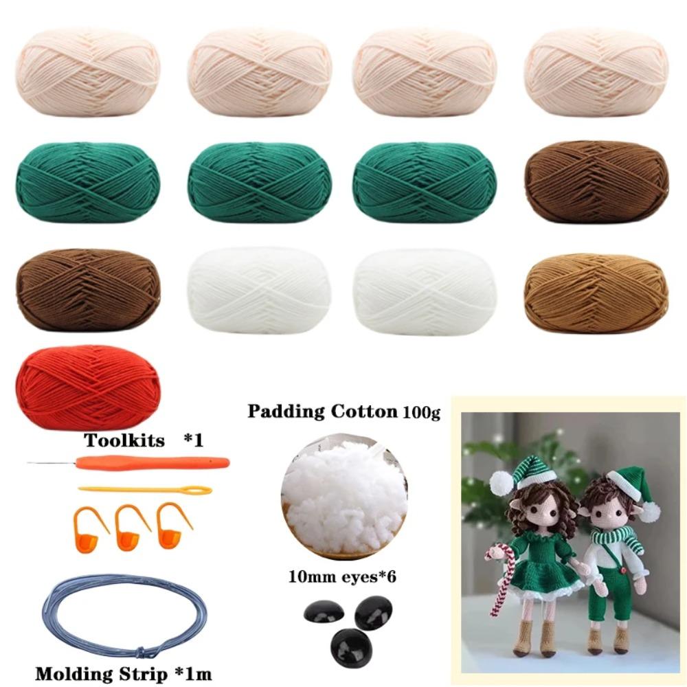 Christmas Crochet Girls Set Amigurumi Handmade Knittin Doll DIY Hook Materials Kit For Christmas Decoration Crafts Child Gifts