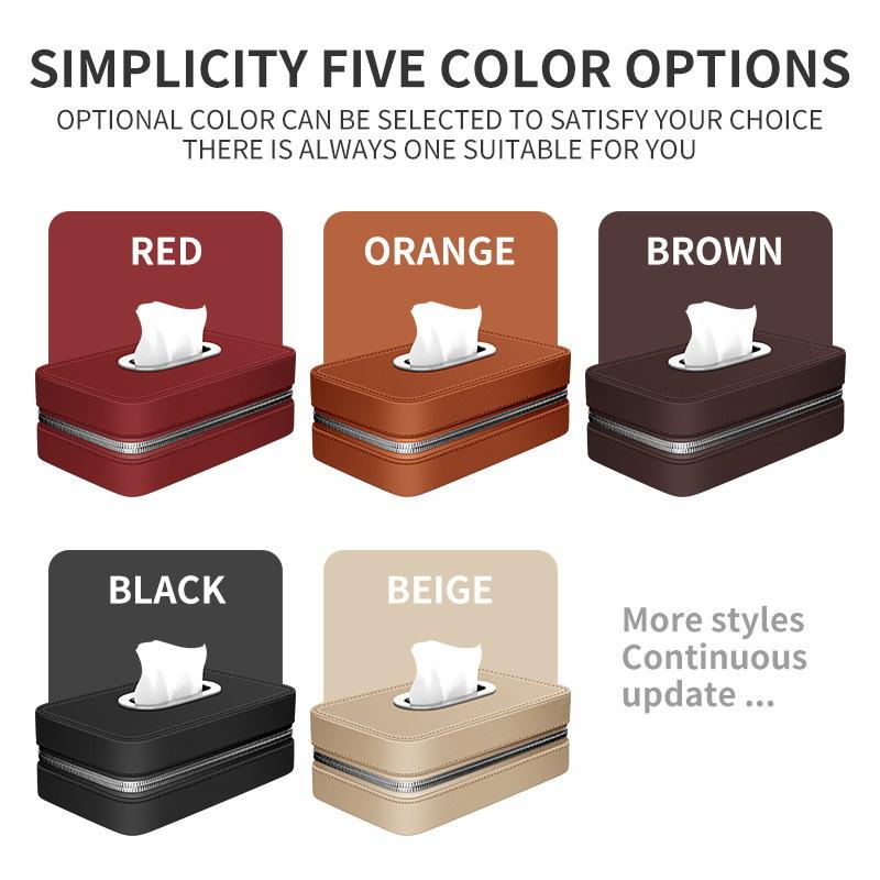 Car Leather Tissue Box With A Simple And High-End Feel, Car Seat Back Armrest Box, Multi-Functional Hanging Tissue Storage Box