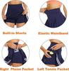 Women's Pleated Tennis Skirt with Pockets and Built-in Shorts - High-Elastic Golf Sports Skort