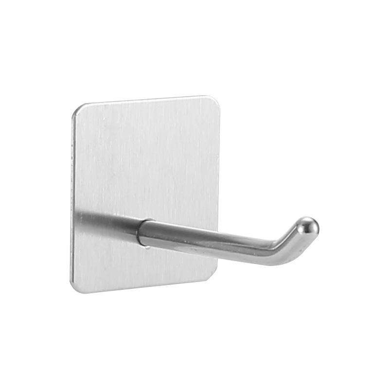 Punch-Free Stainless Steel Adhesive Hook for Coats & Hats - Strong Black Metal Door Hook
