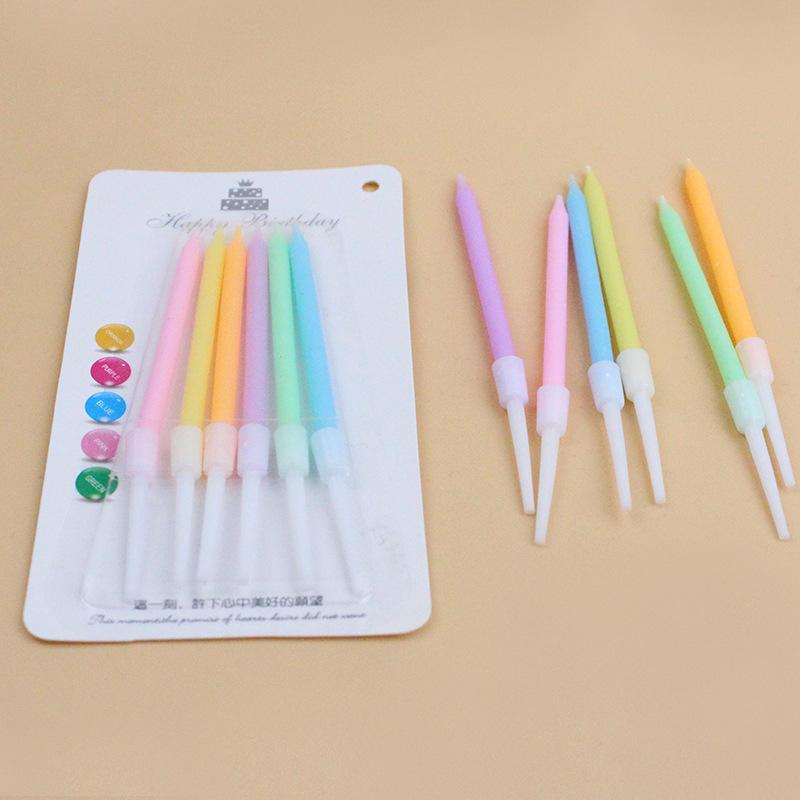 Suction Card Macaron Color Personalized Children's Creative Party Birthday Cake Decoration Candle