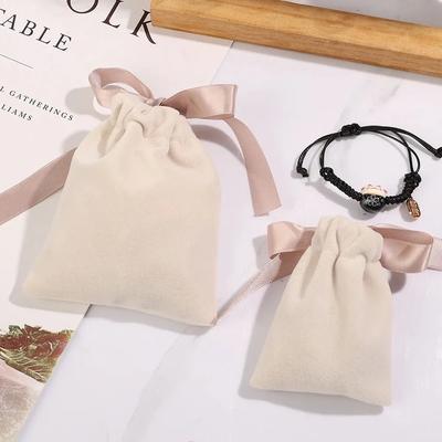 5pcs Thicken Jewelry Bags Velvet Small Bracelet Packaging Pouches Ribbon Bow Drawstring Gift Bag Jewelry Protect Storage Box