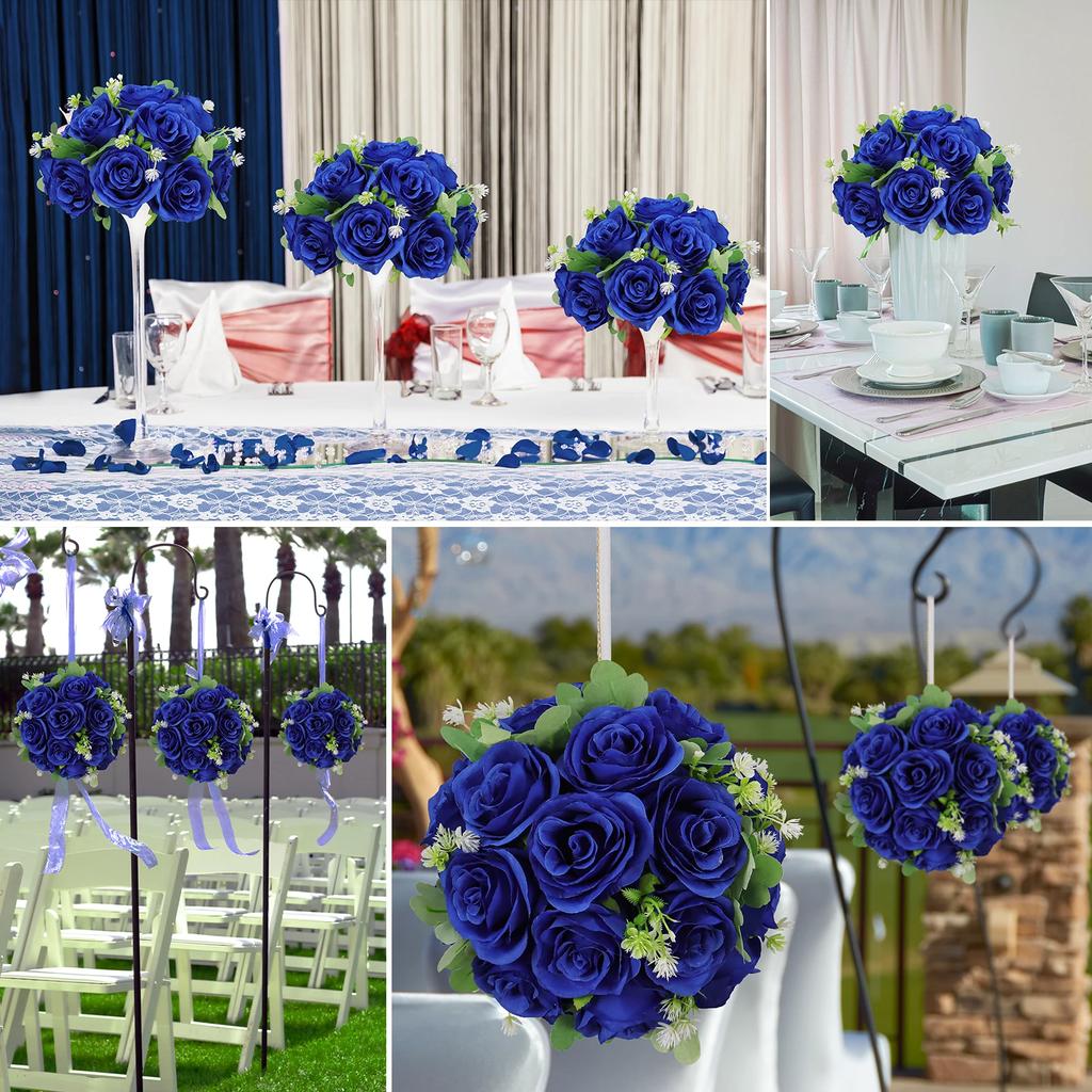 6Pcs Artificial Flowers Centerpiece Table Decorations Rose Ball for Weddding Floral Arrangements Bouquet for Party Home Decor