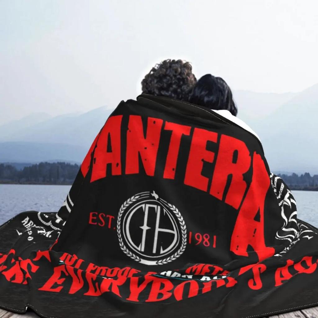 Pantera Fleece-Überwurfdecke, schwere Mental Rock Band-Decken für Sofa, Outdoor, warme Plüsch-dünne Steppdecke