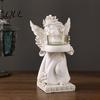 Gift Angel Candle Holder Little Holder, Resin Decorative Guardian Tea Light Shadow Effect Retro Cherub Sculpture for Home Church Wedding Decor Vintage
