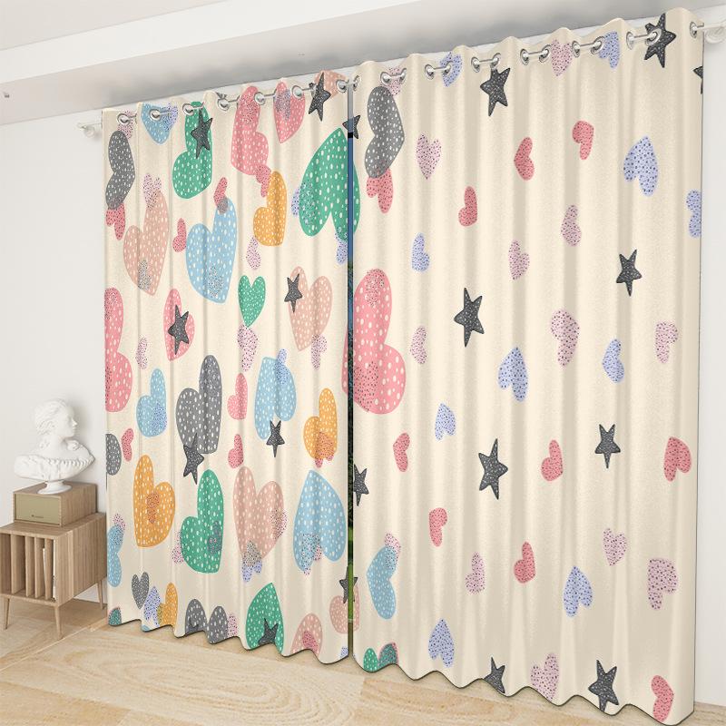 Fresh Floral Curtain Cloth Bedroom Living Room Balcony Blackout Curtain Office Hotel Heat Insulation Curtain
