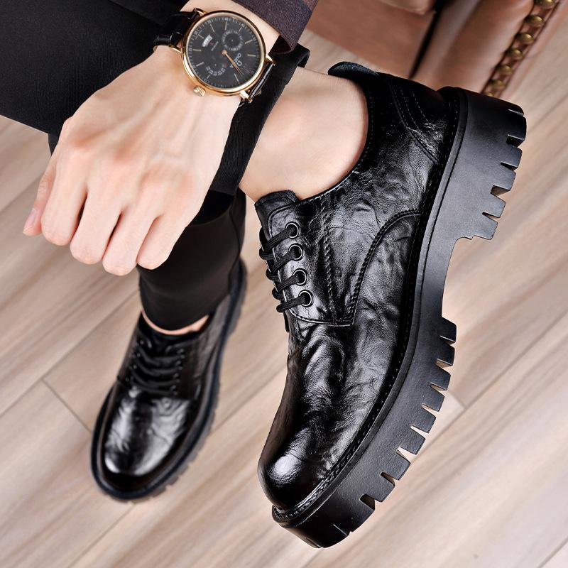 FashionBritish Men's Business Shoes Fashion Casual New Designer Platform Shoes for Men Spring Autumn Black Cow Leather Shoe Male