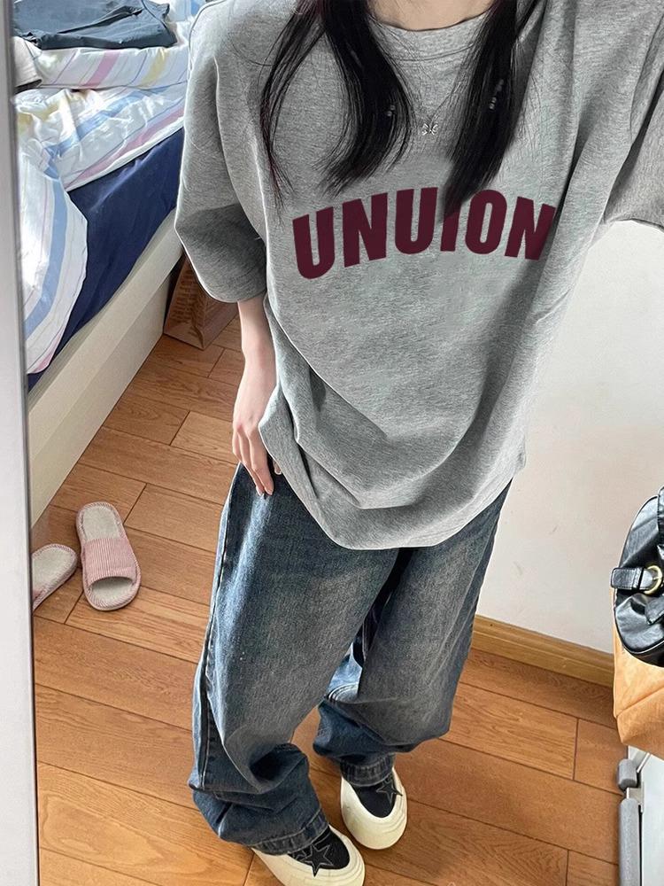 

2025 Trendy Hong Kong Style Retro Women s Half Sleeve T-Shirt M