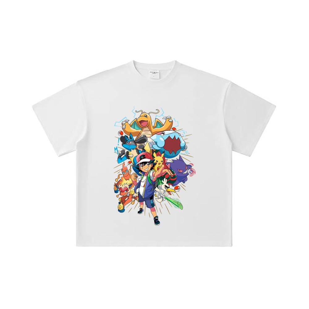 260 GSM Double Yarn 32 Count 100% Cotton Pokemon V20 Print Unisex Heavy Cotton T Shirt