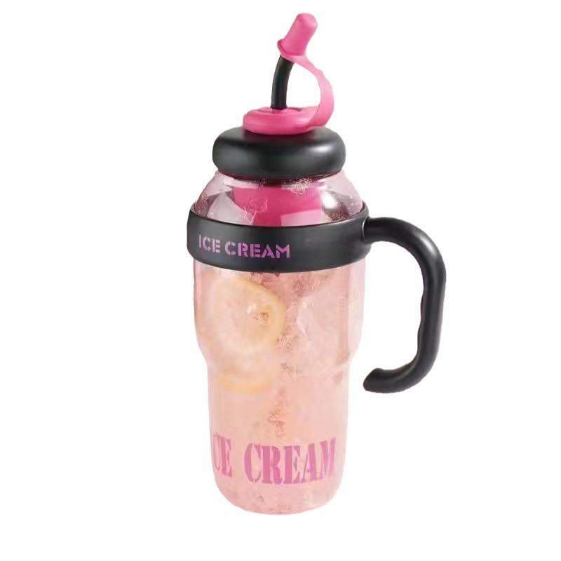 Summer Water Cup High Appearance Level Female Large Capacity Plastic Cup Ton Ton Bucket Belly Cup Cute Student Straw Water Cup