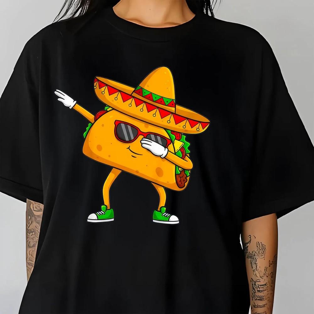 Dabbing Taco Cinco de Mayo Shirt, Funny Mexican Food Dab Design T-Shirt Unisex T-Shirt S