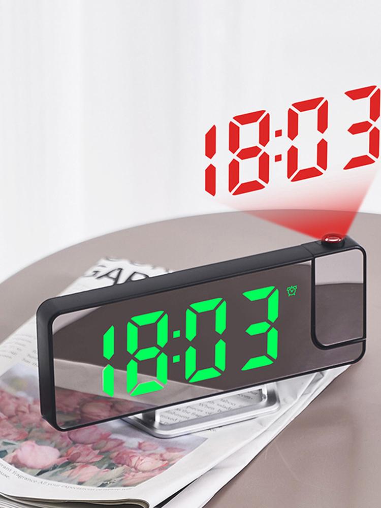 Projection Alarm Clock USB Charger LED Mirror Digital Clock with Temperature Date Projection Digital Alarm Clock for Home Office