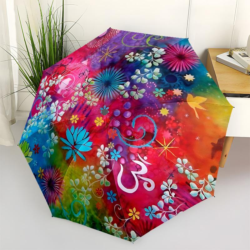 

1pc Floral Harmony Automatic Opening/Closing Umbrella with Operation & Windproof Canopy yy260311071