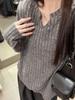 Solid Color Textured Long-Sleeve Women's Base Layer Shirt - Korean Style, Loose Fit for Spring/Autumn