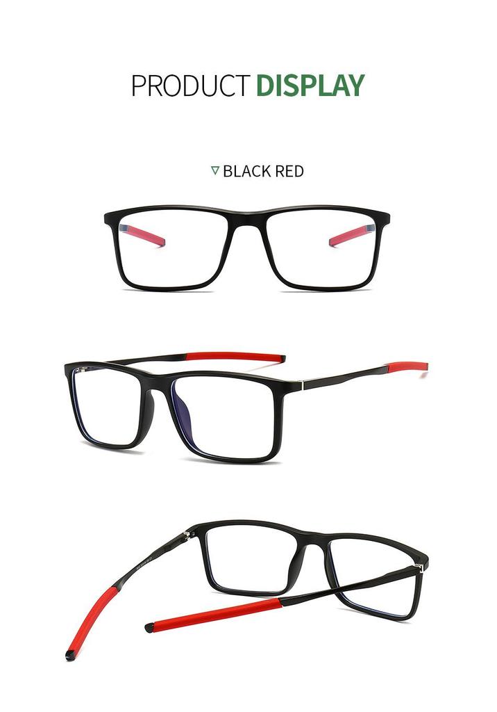 Men's Sports Style Eyeglass Frame with TR90 Anti-Blue Light Lenses and Aluminum-Magnesium Legs, Myopia Compatible, Model 5832