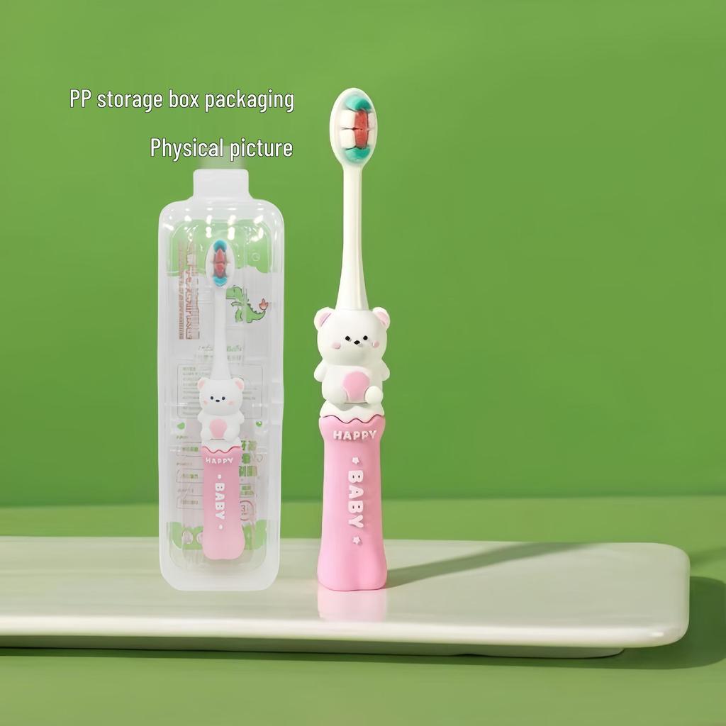 Children's Cartoon Dinosaur Toothbrush, Ages 3-12, with Cute Non-slip Handle & Soft Bristles for Gentle Oral Care