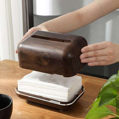 Caja de Pañuelos Apertura Cierre Magnético Resorte de Elevación Automática Extracción Suave de Papel Contenedor de Pañuelos Dispensador de Pañuelos Estilo Clásico
