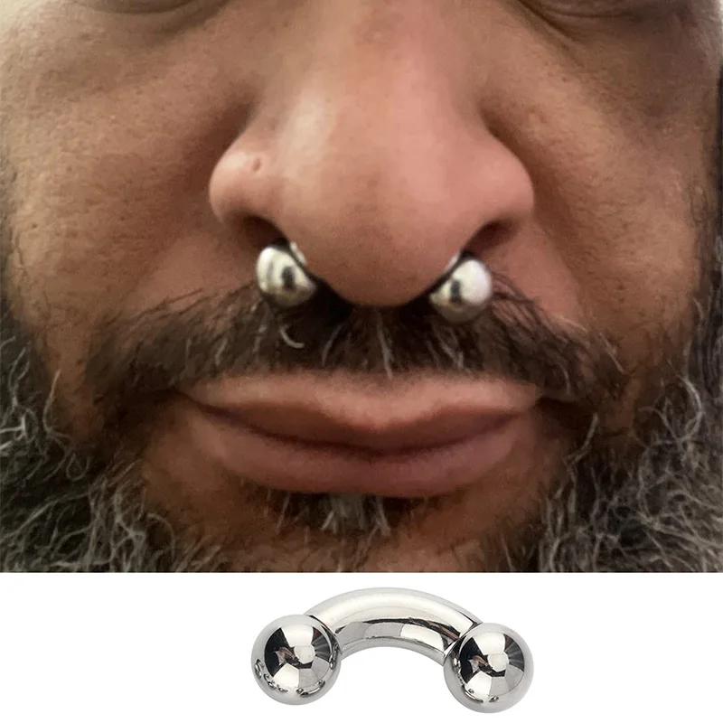 ASTM F136 Titanium PIERC Curved Barbell Nose Ring Large Size 0G-12G Threaded With Balls Earring Lip Stud Eyebrow Labret Piercing