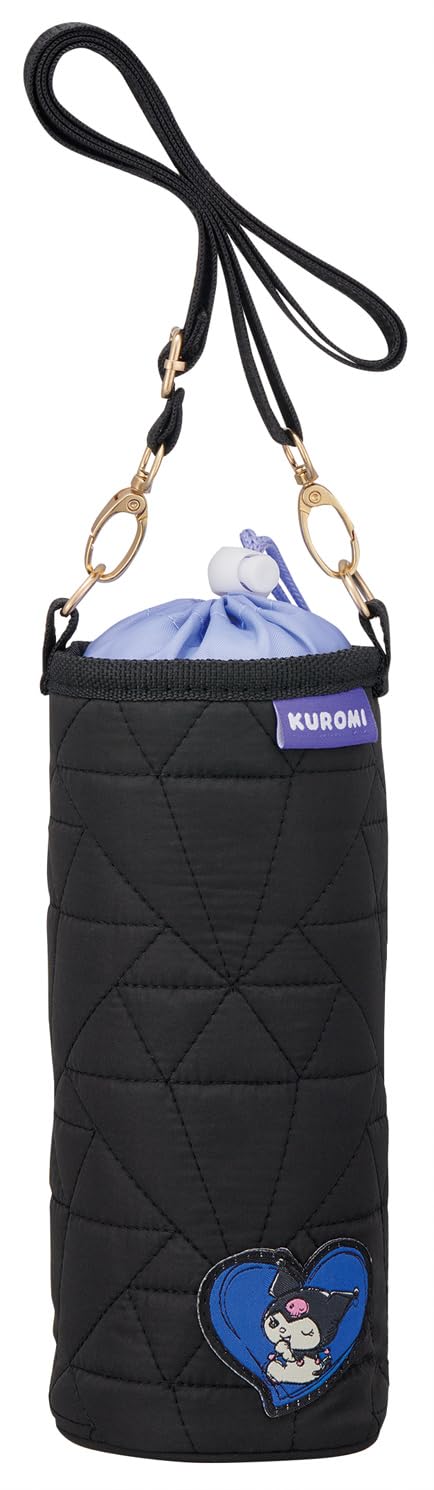 Skater Bottle Insulated Bottle Quilted Drawstring with Shoulder Sanrio Kuromi Drawing Case, Cover, Fabric, Type, Strap, KBBK7-A