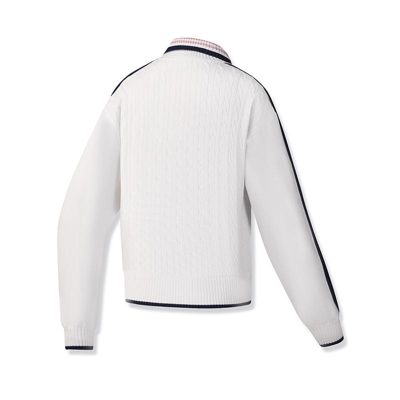 FILA Comfortable Stand Collar Half-Zip Knit Top Women tops Jade-White A11W513403FWT