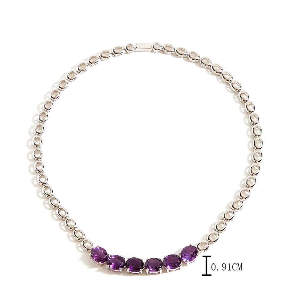 Luxury elegance February Birthstone Natural African Amethyst Women's Necklace 925 Silver Fine jewelry Anniversary & Banquet