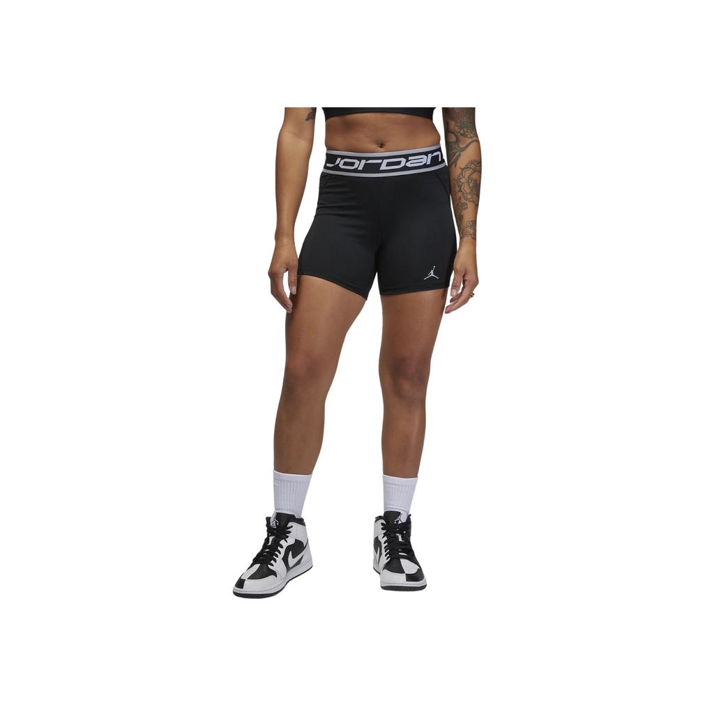 Jordan Alphabet Print Elastic Waist Slim Fit Sports Shorts Women bottoms Black FB4624-010