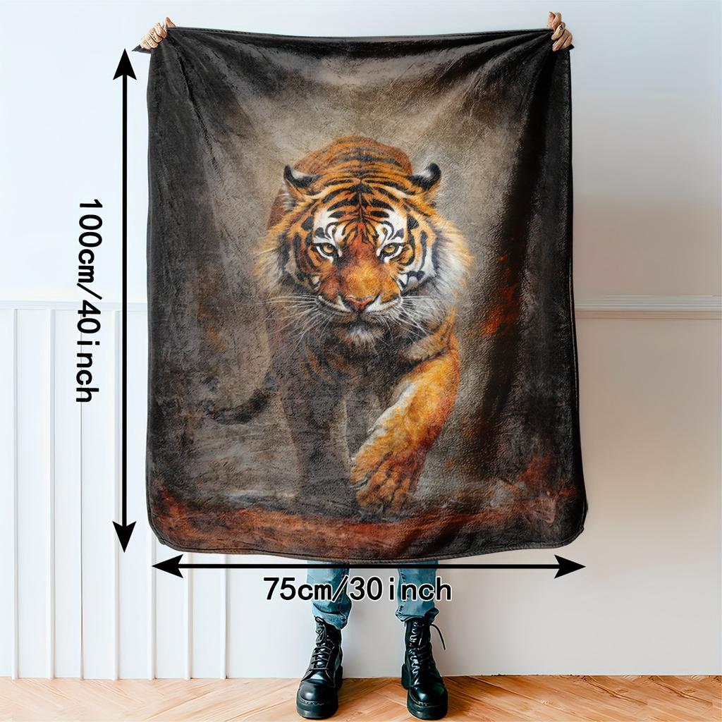 Comfortable Soft Tiger Blanket, Flannel Throw for All Seasons, Suitable for Office, Bed and Travel, Perfect Gift for Men, Women